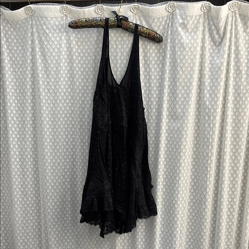 Free people black lace swing dress